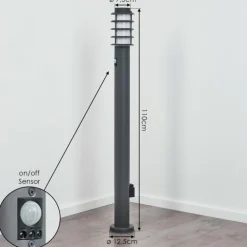 Borne lumineuse Tunes Anthracite, 1 lumière, Détecteur de mouvement