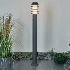 Borne lumineuse Tunes Anthracite, 1 lumière, Détecteur de mouvement