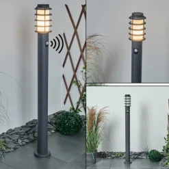 Borne lumineuse Tunes Anthracite, 1 lumière, Détecteur de mouvement