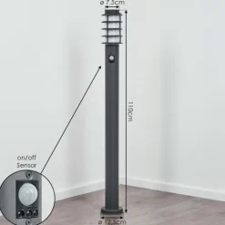 Borne lumineuse Tunes Anthracite, 1 lumière, Détecteur de mouvement