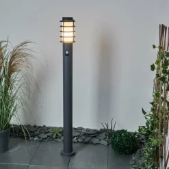 Borne lumineuse Tunes Anthracite, 1 lumière, Détecteur de mouvement