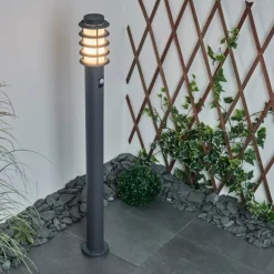 Borne lumineuse Tunes Anthracite, 1 lumière, Détecteur de mouvement