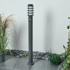 Borne lumineuse Tunes Anthracite, 1 lumière, Détecteur de mouvement