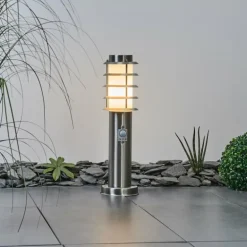 Borne lumineuse Tunes Nickel mat, 1 lumière, Détecteur de mouvement