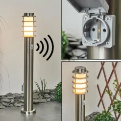 Borne lumineuse Tunes Nickel mat, 1 lumière, Détecteur de mouvement