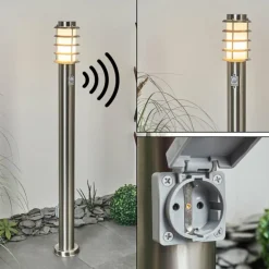 Borne lumineuse Tunes Nickel mat, 1 lumière, Détecteur de mouvement