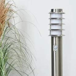 Borne lumineuse Tunes Nickel mat, 1 lumière, Détecteur de mouvement