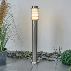 Borne lumineuse Tunes Nickel mat, 1 lumière, Détecteur de mouvement