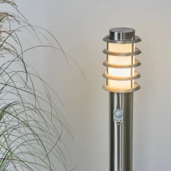 Borne lumineuse Tunes Nickel mat, 1 lumière, Détecteur de mouvement