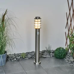 Borne lumineuse Tunes Nickel mat, 1 lumière, Détecteur de mouvement