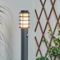 Borne lumineuse Tunes Nickel mat, 1 lumière, Détecteur de mouvement