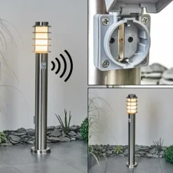 Borne lumineuse Tunes Nickel mat, 1 lumière, Détecteur de mouvement