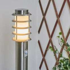 Borne lumineuse Tunes Nickel mat, 1 lumière, Détecteur de mouvement