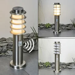 Borne lumineuse Tunes Nickel mat, 1 lumière, Détecteur de mouvement