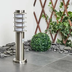 Borne lumineuse Tunes Nickel mat, 1 lumière, Détecteur de mouvement