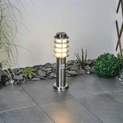 Borne lumineuse Tunes Nickel mat, 1 lumière, Détecteur de mouvement