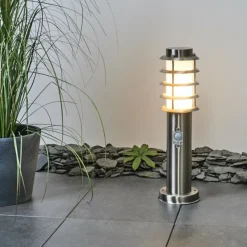 Borne lumineuse Tunes Nickel mat, 1 lumière, Détecteur de mouvement