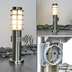 Borne lumineuse Tunes Nickel mat, 1 lumière, Détecteur de mouvement