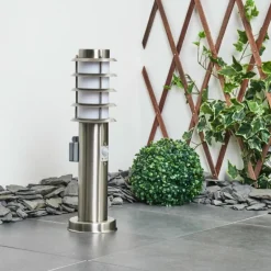 Borne lumineuse Tunes Nickel mat, 1 lumière, Détecteur de mouvement