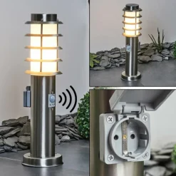 Borne lumineuse Tunes Nickel mat, 1 lumière, Détecteur de mouvement