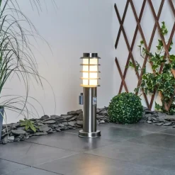 Borne lumineuse Tunes Nickel mat, 1 lumière, Détecteur de mouvement