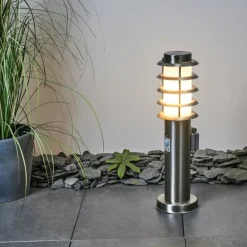 Borne lumineuse Tunes Nickel mat, 1 lumière, Détecteur de mouvement