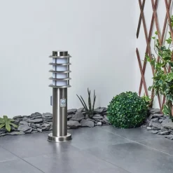 Borne lumineuse Tunes Nickel mat, 1 lumière, Détecteur de mouvement