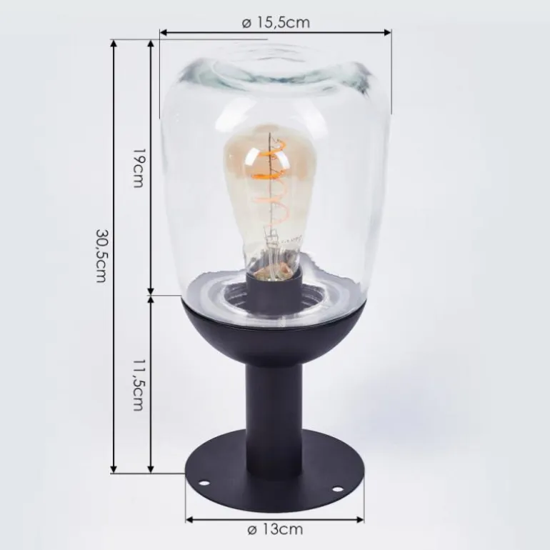 Borne lumineuse Ystheim Noir, 1 lumière