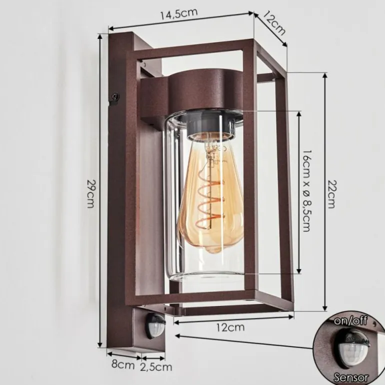 Boucinho Lampe murale d´extérieur Rouille, 1 lumière, Détecteur de mouvement