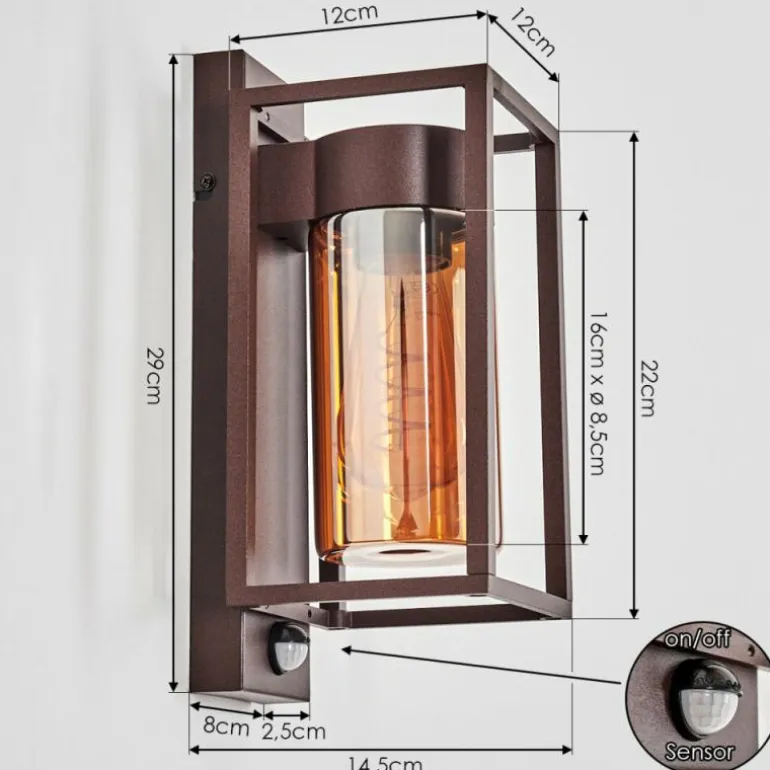 Boucinho Lampe murale d´extérieur Rouille, 1 lumière, Détecteur de mouvement