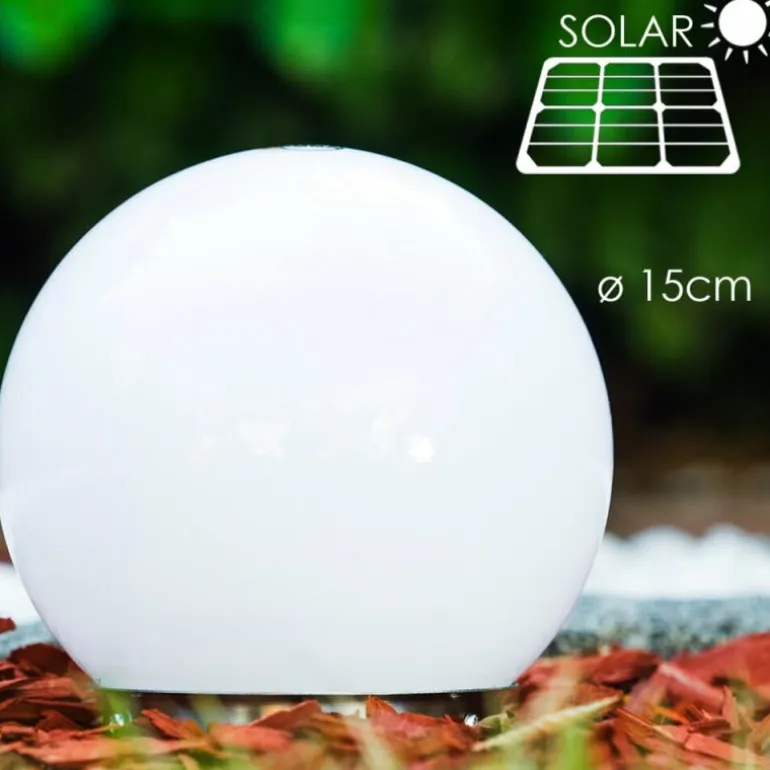 boule lumineuse Solar LED Acier inoxydable, 2 lumières