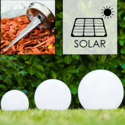 boule lumineuse Solar LED Acier inoxydable, 2 lumières