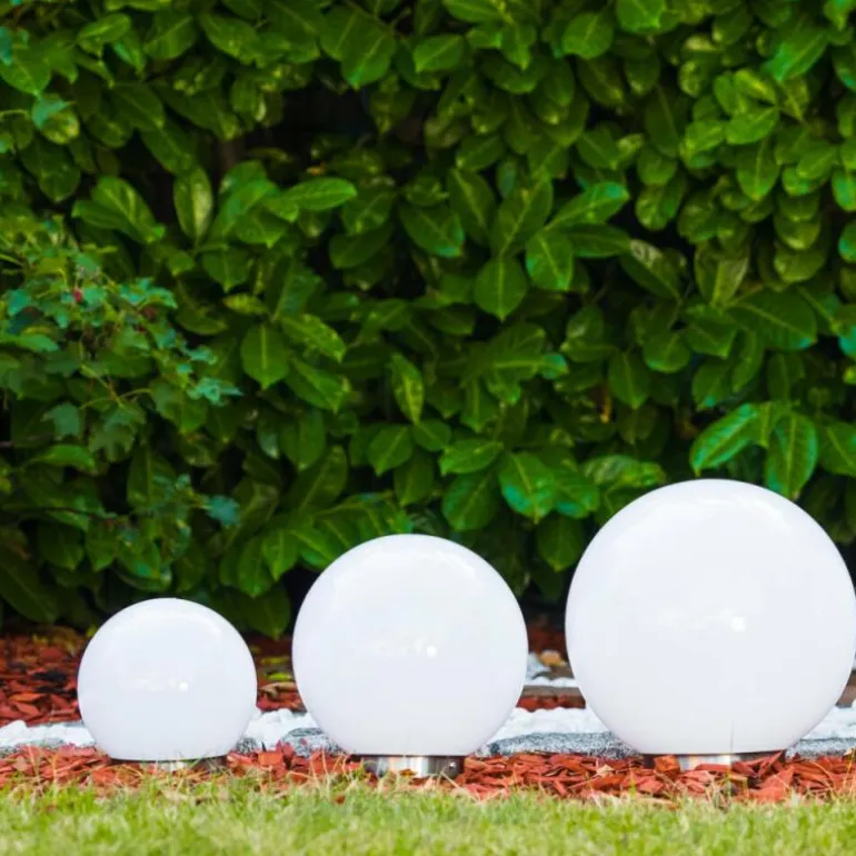 boule lumineuse Solar LED Acier inoxydable, 2 lumières