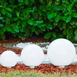 boule lumineuse Solar LED Acier inoxydable, 2 lumières