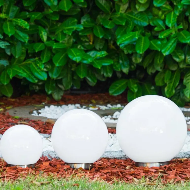 boule lumineuse Solar LED Acier inoxydable, 2 lumières