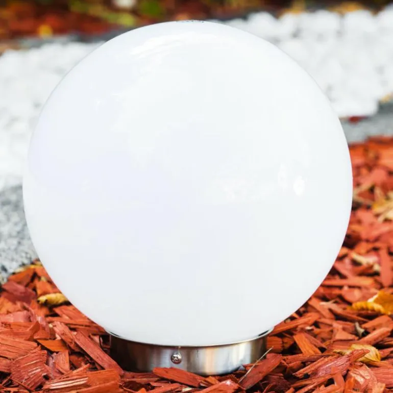 boule lumineuse Solar LED Acier inoxydable, 2 lumières
