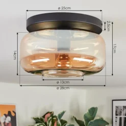 Boza Plafonnier, Boule lumineuse Ambre, 1 lumière