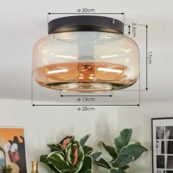 Boza Plafonnier, Boule lumineuse Ambre, 1 lumière