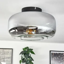 Boza Plafonnier Chrome, Clair, Fumé, 1 lumière