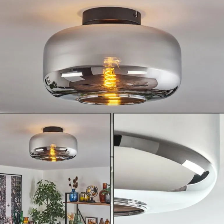 Boza Plafonnier Chrome, Fumé, 1 lumière