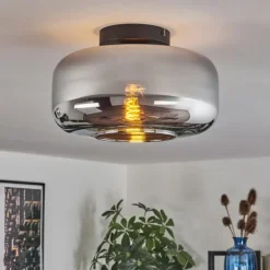 Boza Plafonnier Chrome, Fumé, 1 lumière