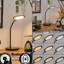 Buktrup Lampe de bureau, Lampe à poser LED Noir, 1 lumière