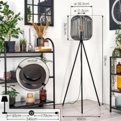 Bystrup Lampadaire Noir, 1 lumière