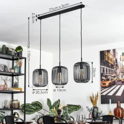 Bystrup Suspension, Suspension Noir, 3 lumières