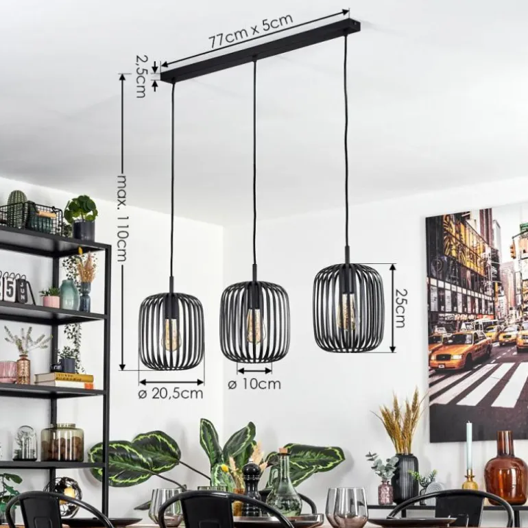 Bystrup Suspension, Suspension Noir, 3 lumières