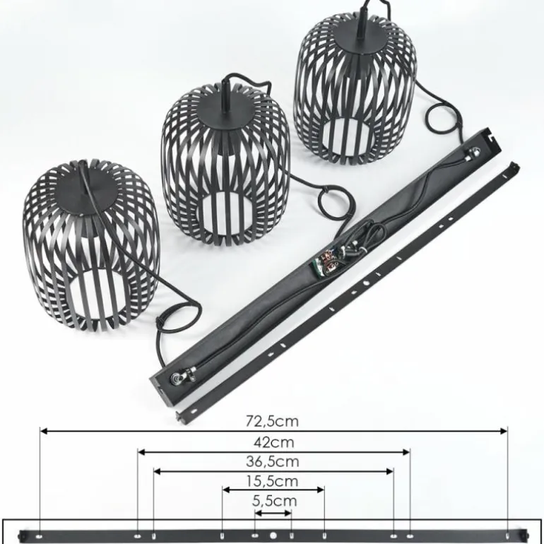 Bystrup Suspension, Suspension Noir, 3 lumières