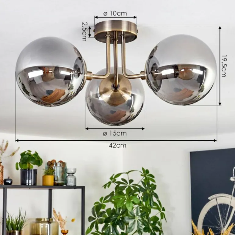 Cabalonga Plafonnier, Boule lumineuse Laiton, 3 lumières