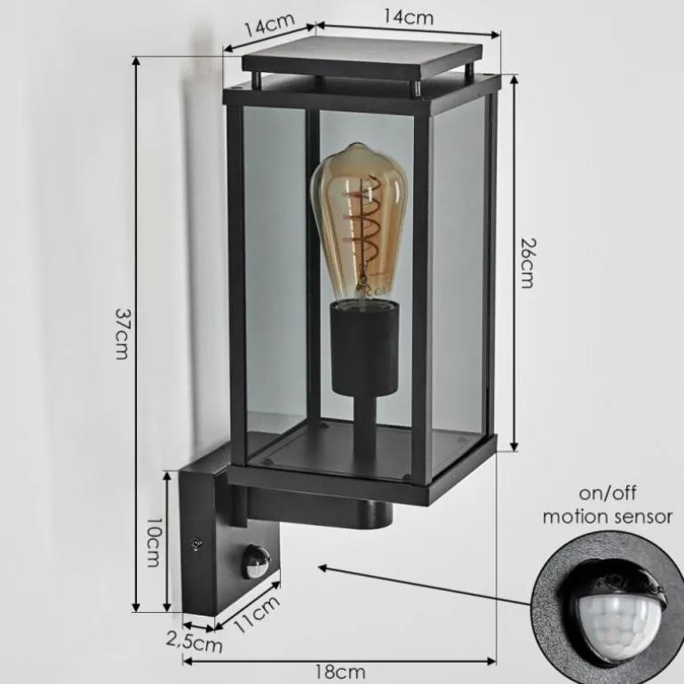 Cadafaes Lampe murale d´extérieur Noir, 1 lumière, Détecteur de mouvement
