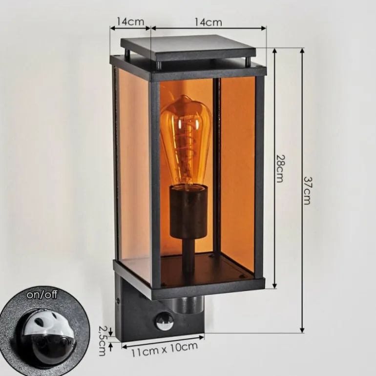 Cadafaes Lampe murale d´extérieur Noir, 1 lumière, Détecteur de mouvement