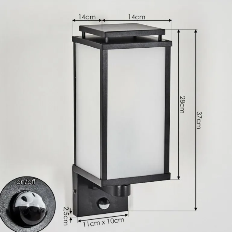 Cadafaes Lampe murale d´extérieur Noir, 1 lumière, Détecteur de mouvement